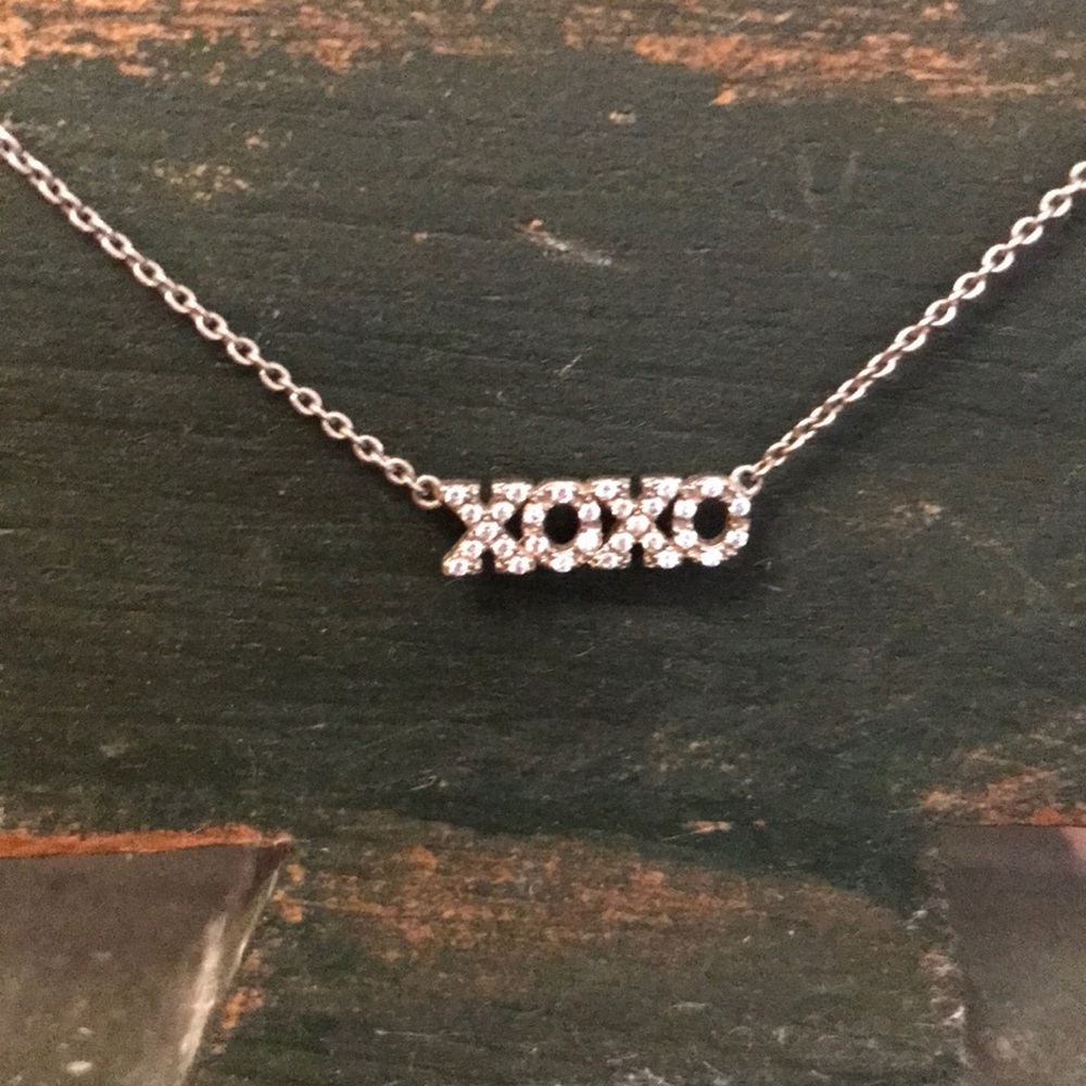 XOXO Crystal Pendant Necklace in Silver